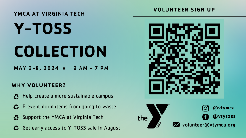 Y-TOSS
The YMCA at VT coordinates Y-TOSS, one of the largest sustainability initiatives on campus.