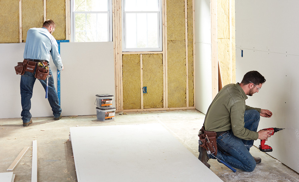 Putting up drywall